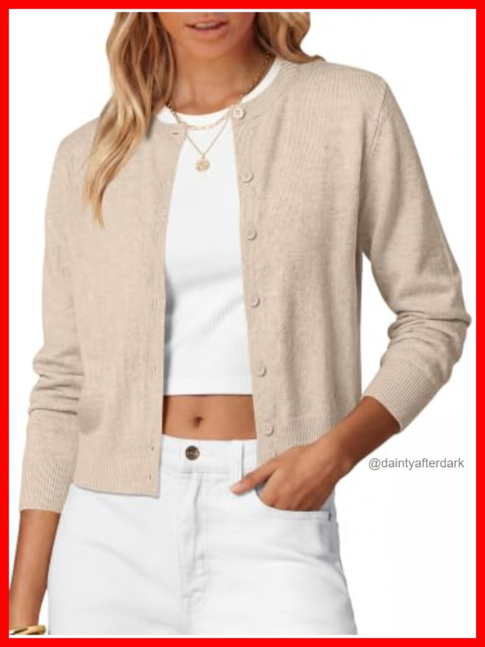 ANRABESS Women's Cropped Button Up Cardigan Sweater Long Sleeve